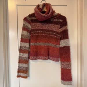 Free People Cozy Striped Turtleneck Sweater